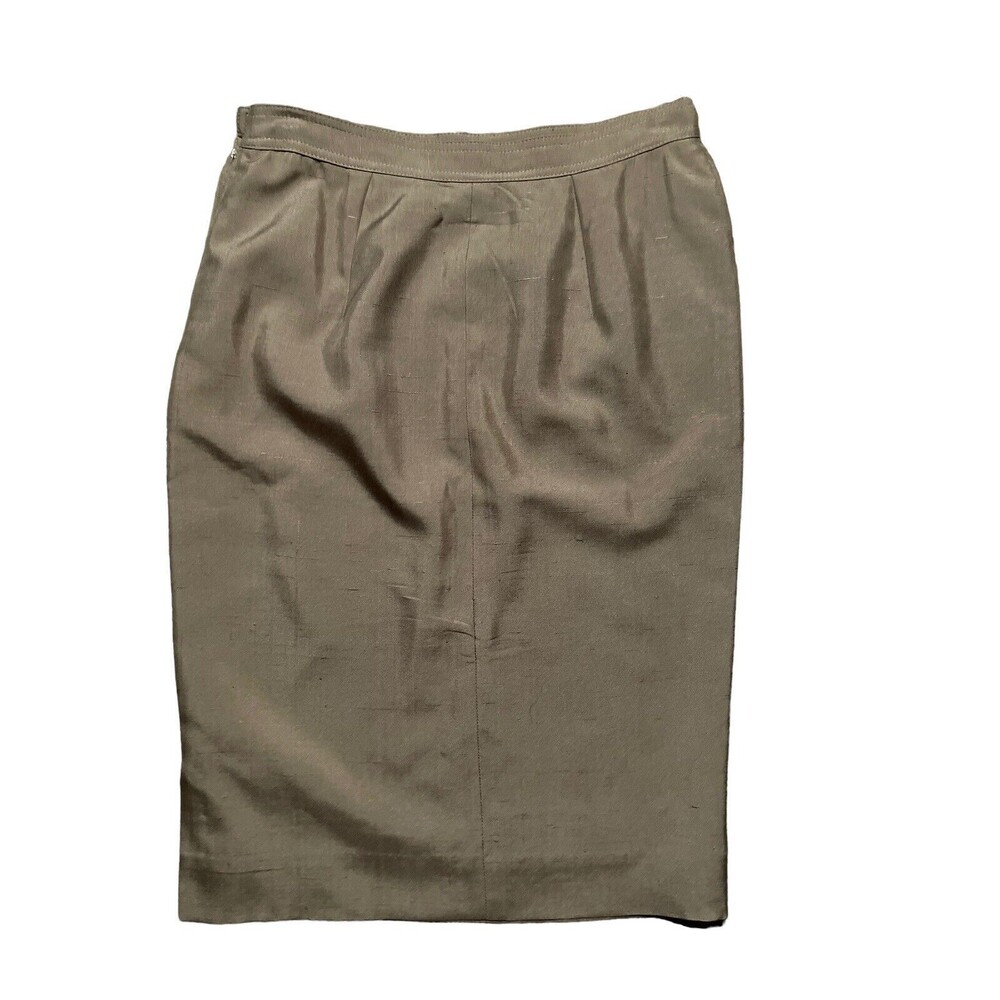Vintage Valentino 44 IT  Tan Brown Silk Pencil Skirt 90s “Miss V” Workwear